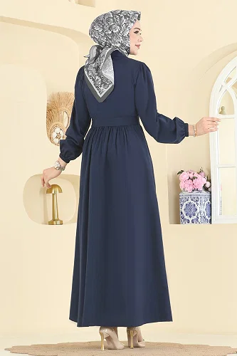 moda selvim Dress 3076KTR750 Light Navy Blue - Thumbnail