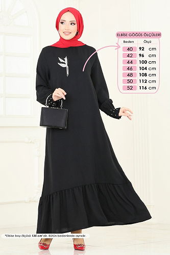 moda selvim Dress 3077HBS856 Black - Thumbnail