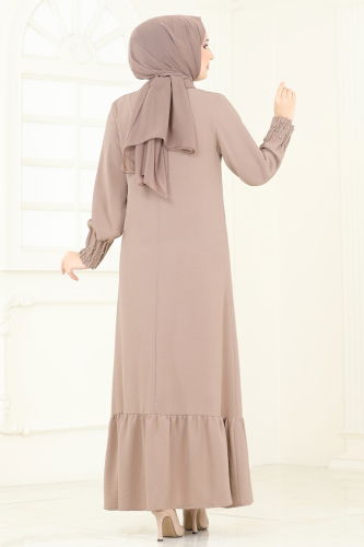 moda selvim الفستان بيج 3077HBS856 - Thumbnail