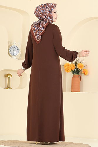 moda selvim Dress 3078KTR750 Brown - Thumbnail