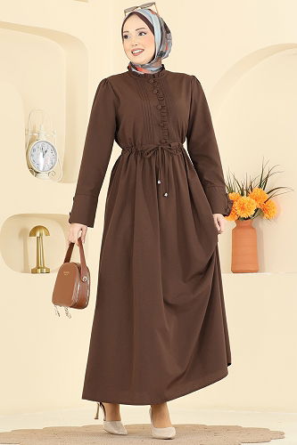 moda selvim Dress 3079KTR750 Brown - Thumbnail