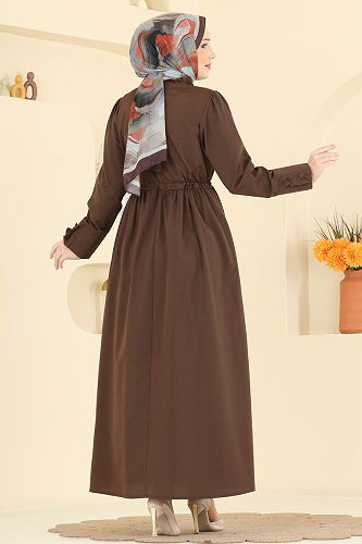 moda selvim Dress 3079KTR750 Brown - Thumbnail