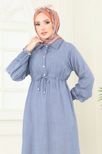 moda selvim الفستان جينز 307HBS856 - Thumbnail