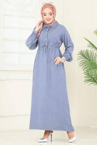 moda selvim الفستان جينز 307HBS856 - Thumbnail