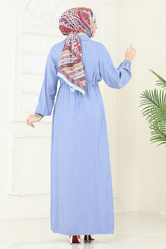 moda selvim الفستان جينز فاتح 307HBS856 - Thumbnail