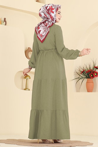 moda selvim Dress 3083KTR750 Almond Green - Thumbnail