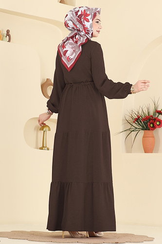 moda selvim Dress 3083KTR750 Brown - Thumbnail