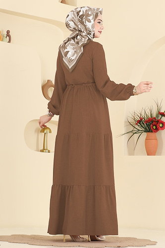 moda selvim Dress 3083KTR750 Light Brown - Thumbnail