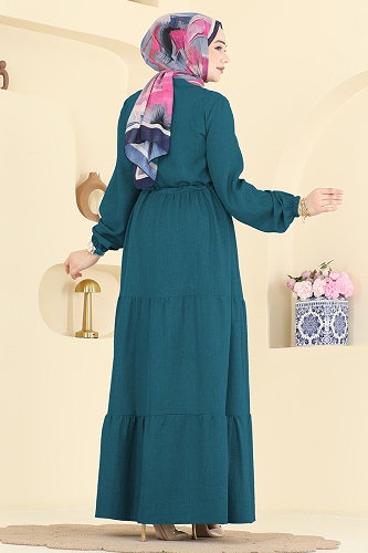 moda selvim Dress 3083KTR750 Petroleum - Thumbnail