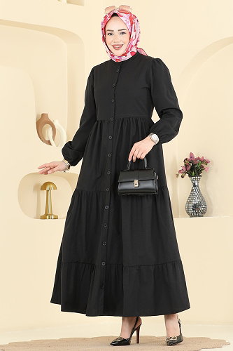 moda selvim Dress 3084KTR750 Black - Thumbnail
