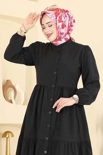 moda selvim Dress 3084KTR750 Black - Thumbnail