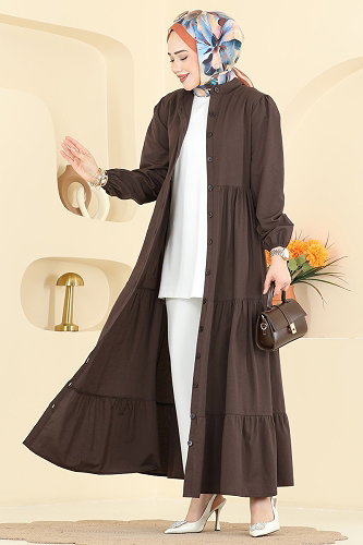 moda selvim Dress 3084KTR750 Brown - Thumbnail
