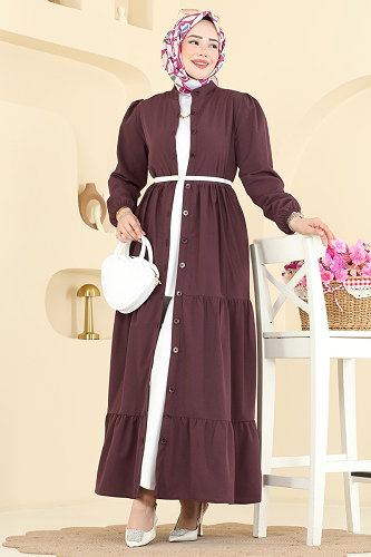 moda selvim Dress 3084KTR750 Damson - Thumbnail