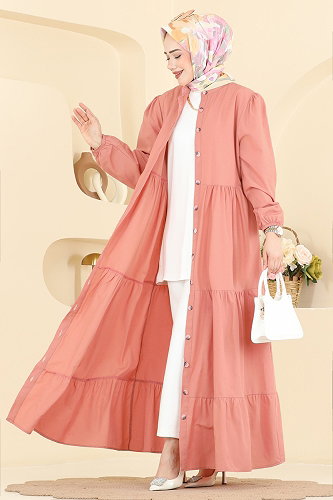 moda selvim الفستان تفاحي 3084KTR750 - Thumbnail