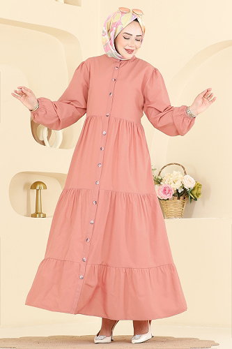 moda selvim الفستان تفاحي 3084KTR750 - Thumbnail