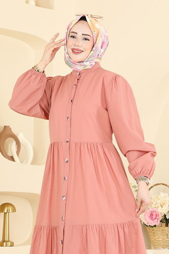 moda selvim الفستان تفاحي 3084KTR750 - Thumbnail