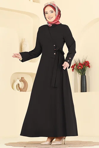 moda selvim Dress 3085KTR750 Black - Thumbnail