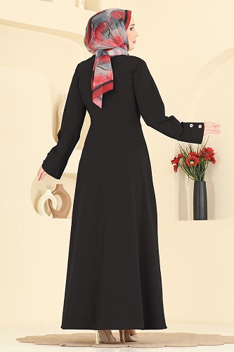 moda selvim الفستان أسود 3085KTR750 - Thumbnail