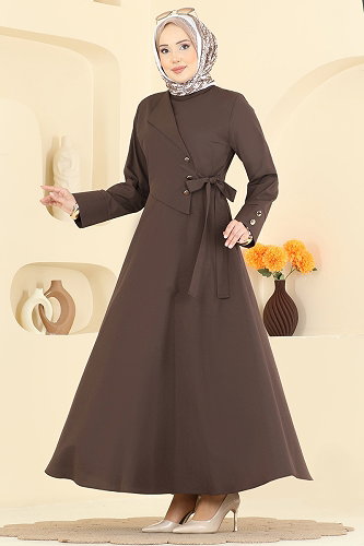 moda selvim Dress 3085KTR750 Brown - Thumbnail