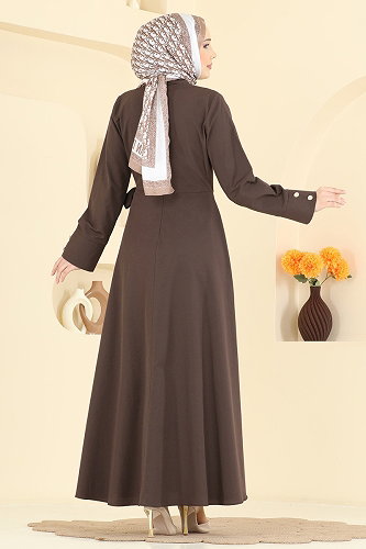 moda selvim Dress 3085KTR750 Brown - Thumbnail