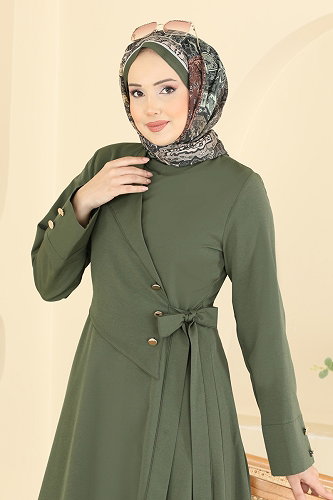 moda selvim Dress 3085KTR750 Khaki - Thumbnail