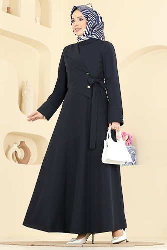 moda selvim Dress 3085KTR750 Navy Blue - Thumbnail