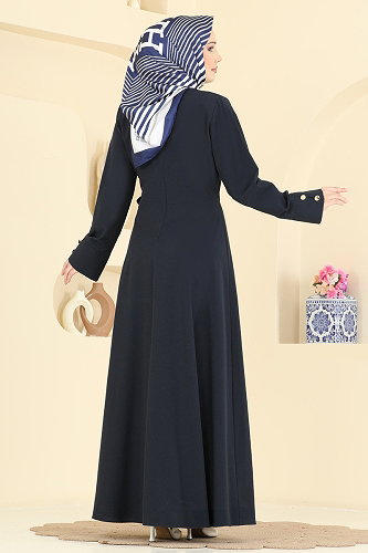 moda selvim Dress 3085KTR750 Navy Blue - Thumbnail