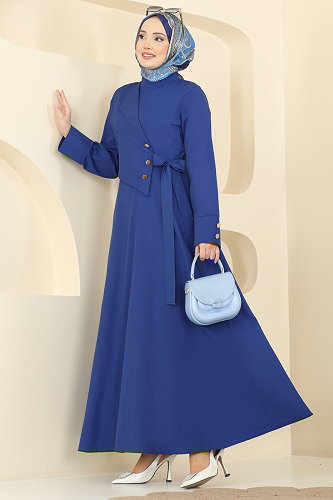 moda selvim Dress 3085KTR750 Saxe - Thumbnail