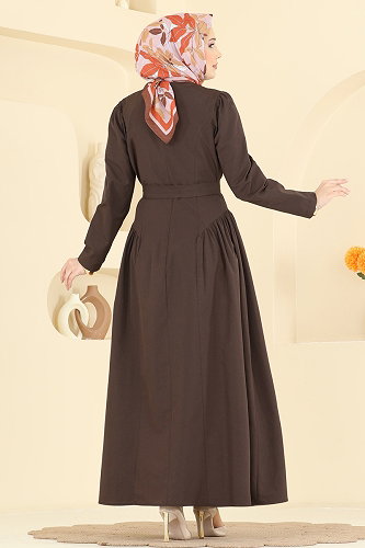moda selvim Dress 3086KTR750 Bitter Brown - Thumbnail