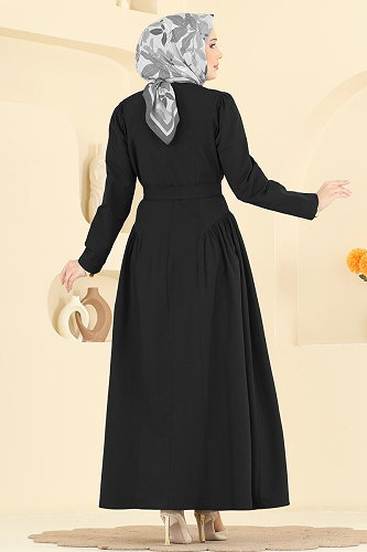 moda selvim الفستان أسود 3086KTR750 - Thumbnail