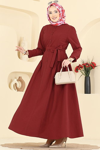 moda selvim الفستان خمري 3086KTR750 - Thumbnail