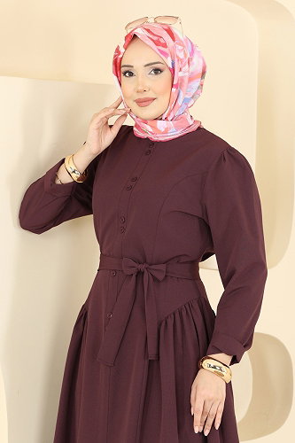 moda selvim Dress 3086KTR750 Damson - Thumbnail