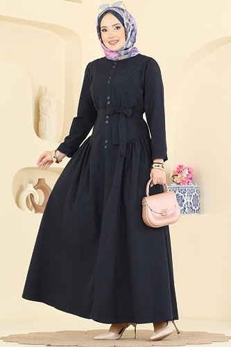 moda selvim Dress 3086KTR750 Navy Blue - Thumbnail