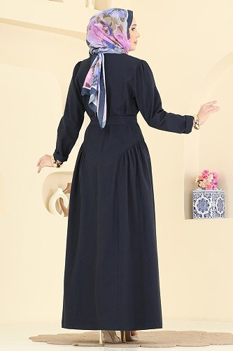 moda selvim Dress 3086KTR750 Navy Blue - Thumbnail