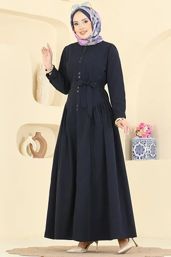 moda selvim الفستان كحلي 3086KTR750 - Thumbnail