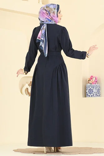 moda selvim الفستان كحلي 3086KTR750 - Thumbnail