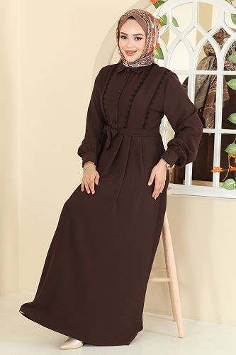 moda selvim Dress 308ASN888 Brown - Thumbnail