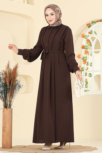 moda selvim Dress 308ASN888 Brown - Thumbnail
