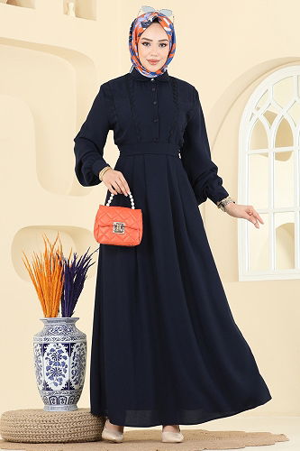 moda selvim Dress 308ASN888 Navy Blue - Thumbnail