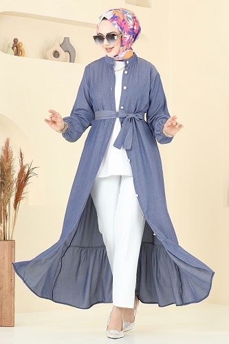 moda selvim Dress 308HBS856 Denim - Thumbnail