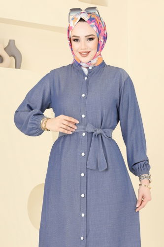 moda selvim Dress 308HBS856 Denim - Thumbnail