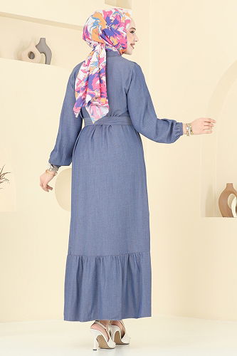 moda selvim Dress 308HBS856 Denim - Thumbnail
