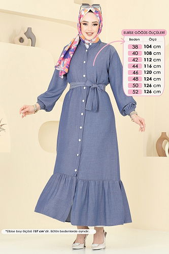 moda selvim Dress 308HBS856 Denim - Thumbnail