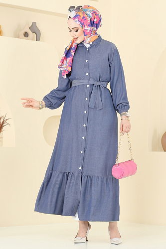moda selvim الفستان جينز 308HBS856 - Thumbnail