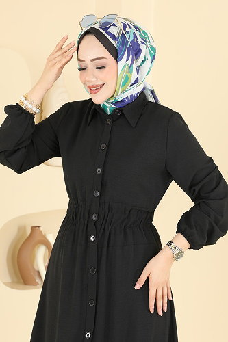 moda selvim Dress 3090KTR750 Black - Thumbnail