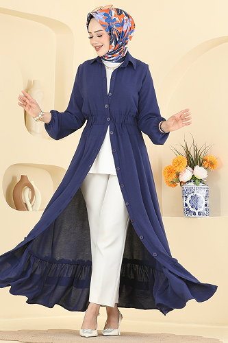 moda selvim Dress 3090KTR750 Navy Blue - Thumbnail