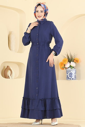 moda selvim Dress 3090KTR750 Navy Blue - Thumbnail
