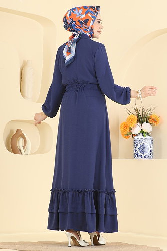 moda selvim Dress 3090KTR750 Navy Blue - Thumbnail