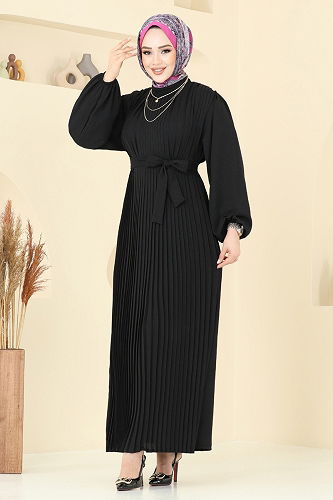 moda selvim الفستان أسود 3091HBS856 - Thumbnail