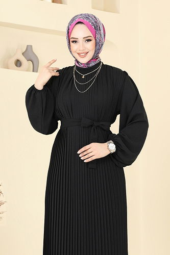 moda selvim الفستان أسود 3091HBS856 - Thumbnail